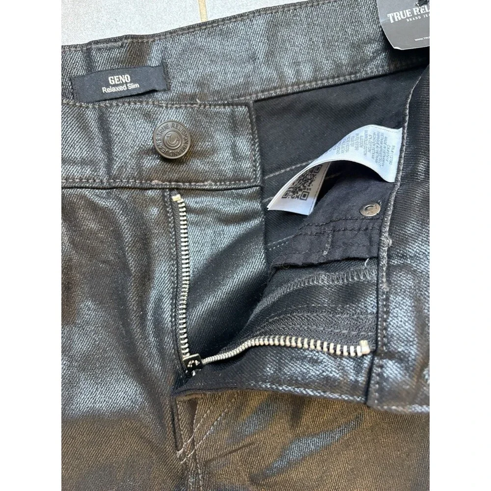 True Religion Men's Geno Coated Relaxed Slim Jeans 33X33